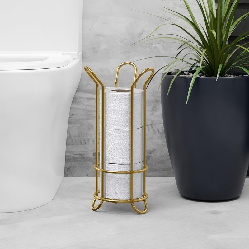 BROOKSTONE Toilet Paper Holder Stand, Modern and Minimal Free Standing