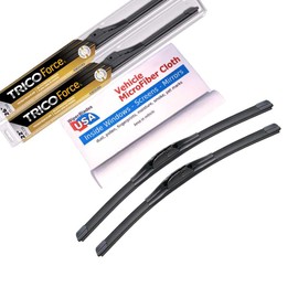 Premium Beam Wiper Blades for 2010 Toyota Tundra Set Trico Force Beam Blades Wipers Set Bundled with MicroFiber Interior Car Cloth