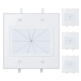 Syunko 2 Gang Cable Wall Plate White 4 Pack, 2-Gang Wall Plate Cable Pass Through Built in Low Voltage Mounting Bracket for Media Audio Video, Network, Telephone, Speaker Cable Passthrough