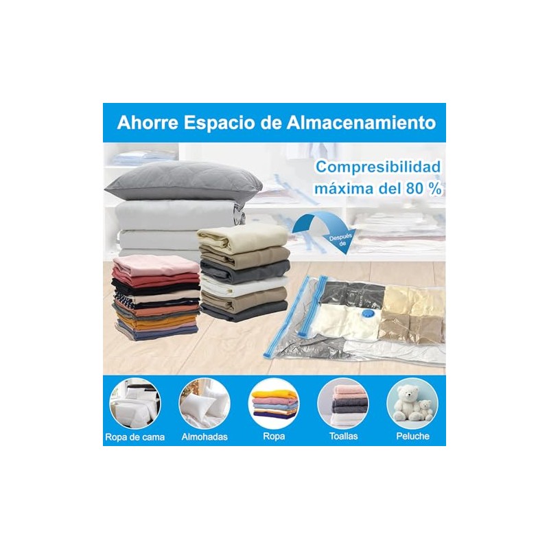 12 PCS Bolsas de Almacenamiento al Vacío con Bomba Eléctrica,