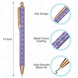 OSDUE 7 Pcs Ballpoint Pens, Metal Retractable Pretty Journaling Pens, Comfortable Writing Pens, Black Ink Medium Point 1.0 mm Gift Pens, Cute Pens Office Supplies for Women&Men