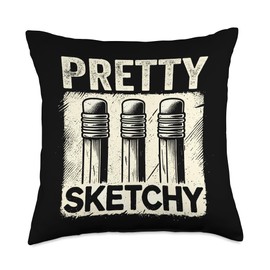 Pretty Sketchy Artist Pencils Sketch Sketching Paint Artist Throw Pillow