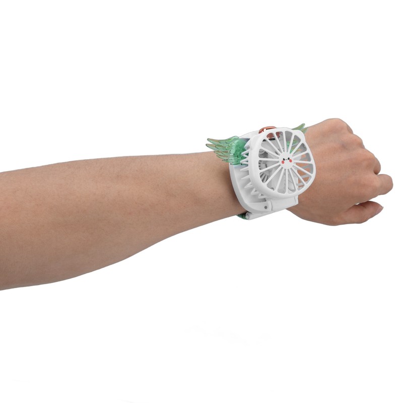 Mini Watch Fan Angel Wing Design USB Charging Wireless Braided