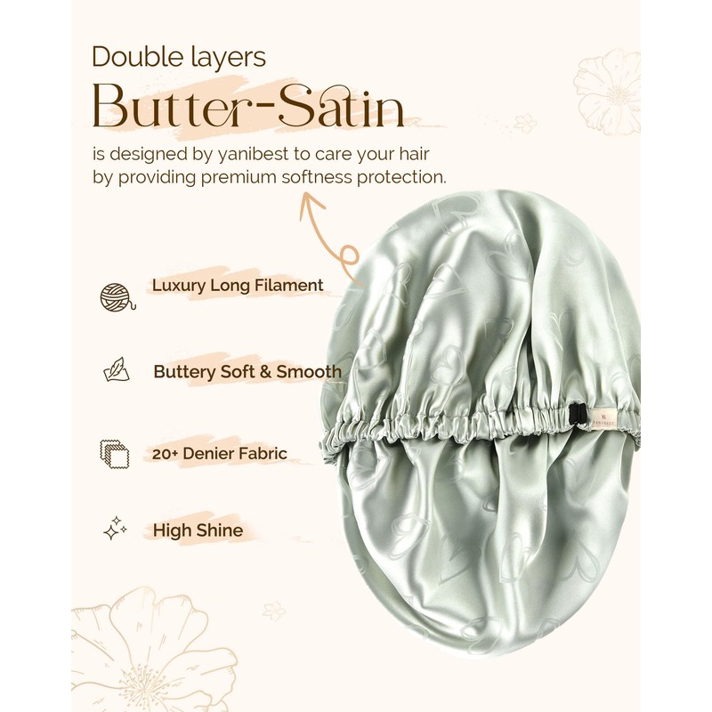 YANIBEST Silk Bonnet Satin Bonnet for Sleeping Women Men, Adjustable