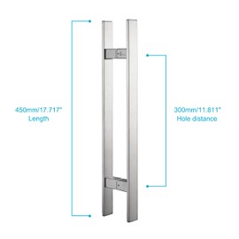 TOGU TG-6018 18 inches Solid Standoffs Heavy-Duty Commercial Grade-304 Stainless Steel Push Pull Door Handle/Barn Door Pull Handle/Glass Pulls, Full Brushed Stainless Steel Finish