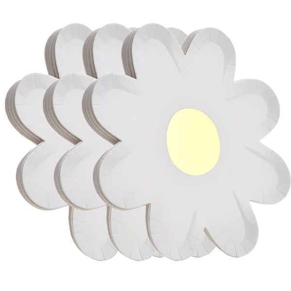 30 Pieces Daisy Flower Shape Disposable Plates 7inch Paper Plates Party Tableware Daisy Food Tray Daisy Party Dessert Plates for Summer Spring Wedding Birthday Baby Shower Bridal Disposable Dinnerware