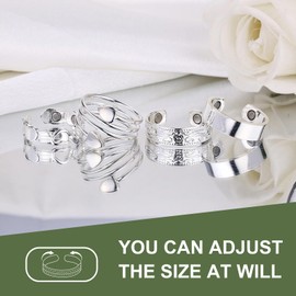 MagEnergy 4PCS Copper Rings for Women, 99.99% Pure Copper Magnetic Thumb Ring with Magnet and Jewelry Gift Box(Silvery)