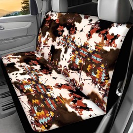 Binienty Dirty Splash 2 Pcs Universal Fit Auto Bench Seat Covers, Cow Print Car Back Seat Covers for Dogs Kids, Car Interior Decor Accessories