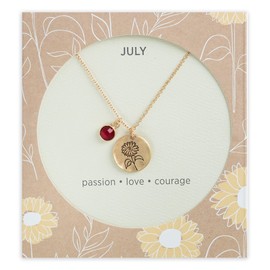 DEMDACO July Ruby Birthstone Gold Plated One Size Metal Charm Necklace