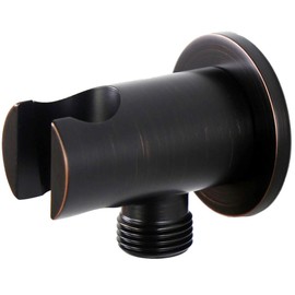 Weirun Bathroom Brass 1/2 Inch NPT Round Shower Wall Outlet Handheld Shower Spray Head Holder Supply Elbow Hose Connector Wall-mounted, Oil Rubbed Bronze