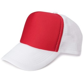 styleBREAKER Unisex 5-Panel Mesh Cap, Trucker Baseball Cap, Adjustable Click and Snap Closure, Cap 04023007, Colour:Red-White