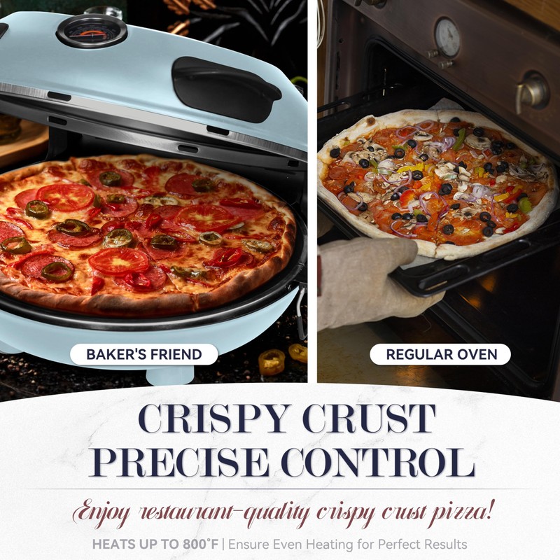 Baker's Friend Electric Pizza Oven Indoor Countertop, 12 Inch Maker