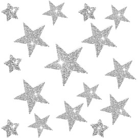 Walquicks 15 Pieces silvery/Gold Rhinestone Star Patches, Bling Iron on Star Patches Rhinestone Glitter Star Patches Shiny Star Patches Appliques for DIY Clothing Jeans Hat Repair Decoration(silver)