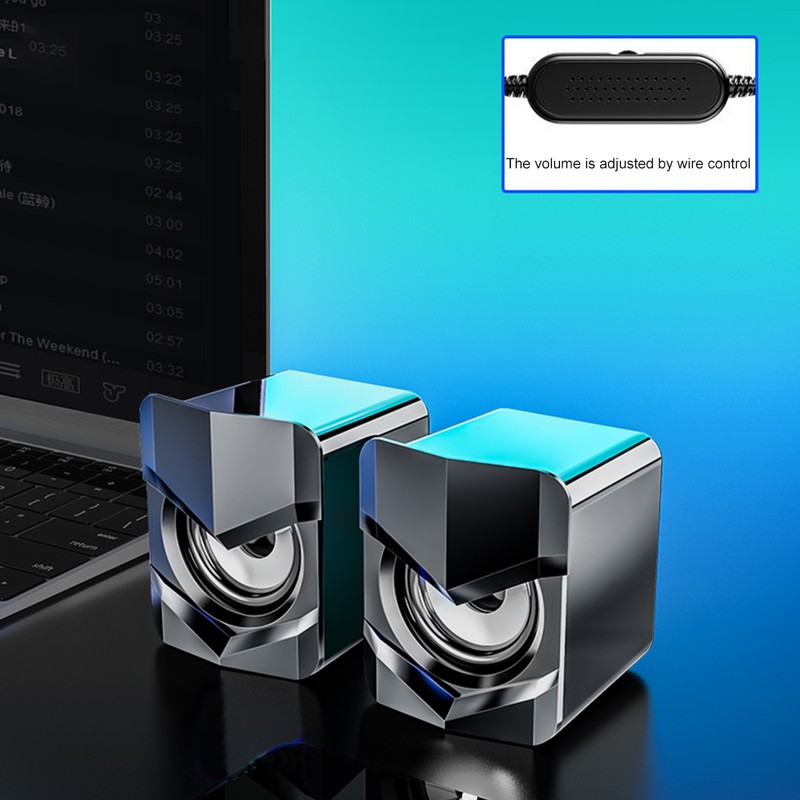 V-158 Mini Desktop Computer Speaker Super Bass Subwoofer 3.5mm Wired