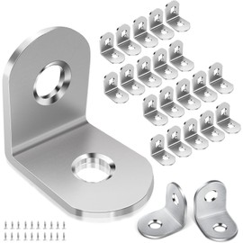 10 Pcs Angle Brackets, 20 × 20mm Right Corner Bracket 90 Degree L Brackets Stainless Steel Corner Brace with 20 Screws L Shaped Bracket Small Brackets for Wood Furniture Fixation