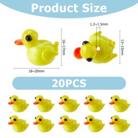 Hobbspring Pack of 20 Lampwork Duck Beads Glass 18 mm Animal Beads Cute Ducks Loose Beads Large Yellow Duck Pendant for DIY Necklace Bracelet Earring Jewellery Making