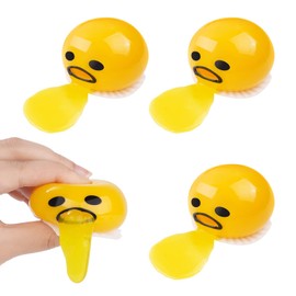 Ainiv Squeezing Egg Sensory Toys, 4PCS Sucking & Puking Yolk Vomiting Egg Toy, Fidget Pack Egg Stress Ball Yolk Vomiting for Stress Relief