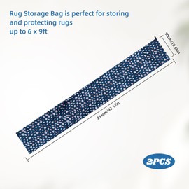 letsinstyle 2 Pcs 20 x 92 Inch Flower Oxford Cloth Jumbo Rug Storage Bags, Dustproof Drawstring Carpet Storage Pouch, Rolled Rugs Moving Bag for Indoor Outdoor Carpet Storage Packing