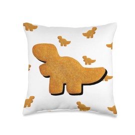 aporwave Aesthetic Text Gift Dino T-Rex Chicken Nugget Funny Tyrannosaurus Pattern White Throw Pillow, 16x16, Multicolor