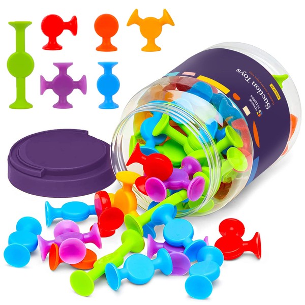 Special Supplies Suction Construction Bath Toys for Children, 50-Pcs Motor Skills, Hand-Eye Coordination, Bath Toy, Sensory, Creativity Imagination Educational Toys, Vibrant Colors, for Kids
