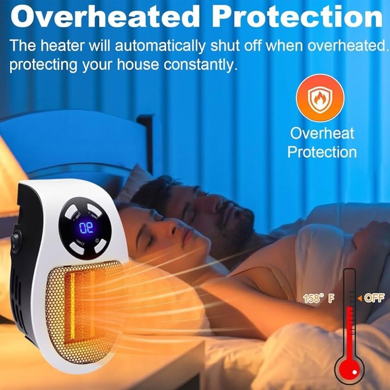 Mini Plug in Heater, Portable Wall Space Heater with Remote,
