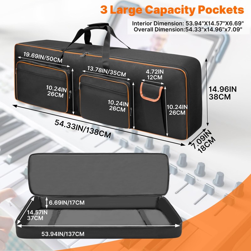 LIWSHWZ 88 Key Keyboard Case,10mm Pearl Cotton Full Padded Electric