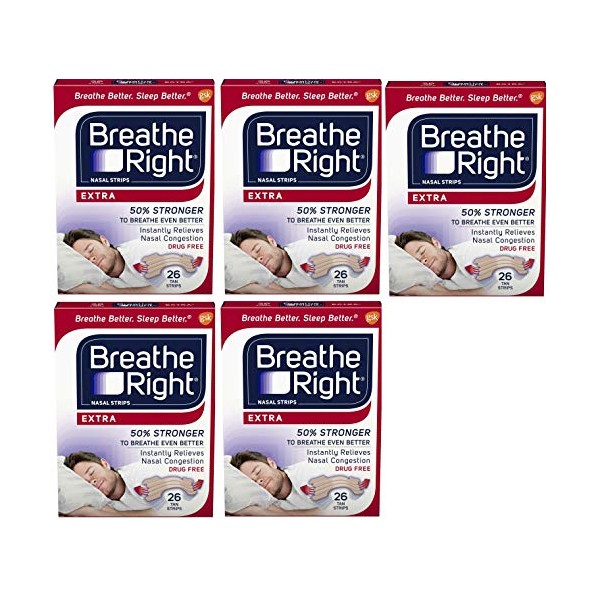 Breathe Right Nasal Strips to Stop Snoring, Drug-Free, Extra Tan, 130 (Count)