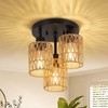 3-Lights Boho Light Fixtures Ceiling Mount, Farmhouse Rattan Chandelier, Hand