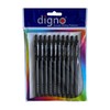 DIGNO Crysta Retractable Ballpoint Pens, BLACK, Medium Point (1.0mm), Pack