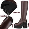 AMINUGAL Womens Elastic Knee High Boots Platform Chunky Block High