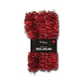SRV Hub Christmas Tree Thin Red Tinsel Garland-15M| Tinsel Chunky Decoration Indoor and Outdoor Garland| Metallic Xmas Decoration for Party