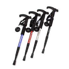 4-stage foldable duralumin hiking stick T-shaped stick cane climb 4-stage T-stick red 2ea