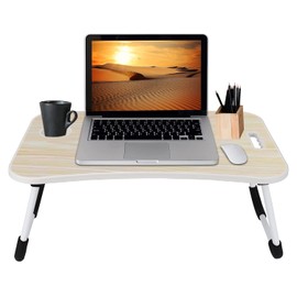 MAVOCRAFT Folding Lap Desk for Bed and Sofa - Portable Wide Surface Bed Desk with Built-in Cup Holder and Tablet or Phone Slot for Working, Studying, Eating, and Watching Movies (Green)