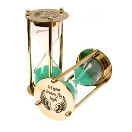 Vintage Solid Brass Sand Timer Fully Functional Hour Glass with Green Sand Maritime Item 1 Minute Duration Decorative Nautical Vintage Style Brass Hourglass