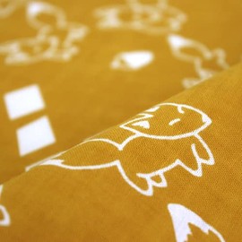 Somenoanbo Tenugui "Kitsunesando Karashi" Hand-dyed Cotton 100% Tokioka, Made in Japan, 13.8 x 39.4 inches (35 x 100 cm)