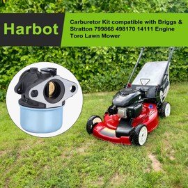 Harbot 799868 Carburetor + 795259 Cleaner Cover For Briggs & Stratton 14111 498170 497314 497586 498254 498255 498966 Craftsman 625 6150 Engine With 496116 795259 Filter Primer Base