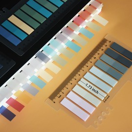 YOUDEFUL 1600pcs Translucent Page Markers,Morandi Sticky Note Tabs with Binders,Repositionable Book Flags Tabs Strip for Annotating Books,Clear Sticky Notes,Page Tabs,Index Tabs