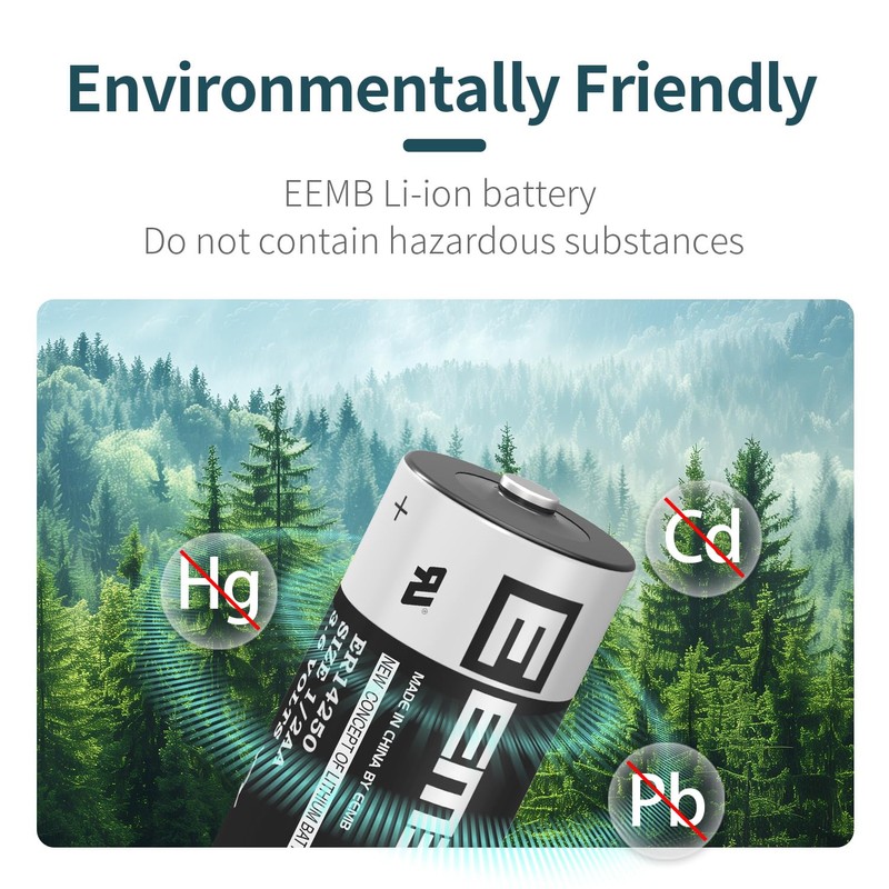 EEMB 50PACK ER14250 1/2AA 3.6V Lithium Battery 1200mAh Li-SOCL₂ Non-Rechargeable