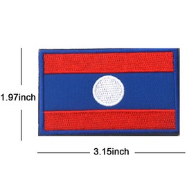 Asia National Laos Flag Sew on Embroidery Tactical Patch Military Morale Armband Badges Emblem Applique Hook Patches Shoulder for Clothes Bags Backpack Accessories (Laos)