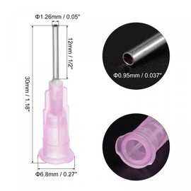 sourcing map Industrial Blunt Tip Dispensing Needle with Luer Lock for Liquid Glue Gun, 18G 1/2", 10 Pcs (Pink)