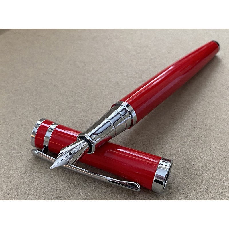 Rhapsody Luxury 3035 Executive Steel Fountain Pen in RED Ink