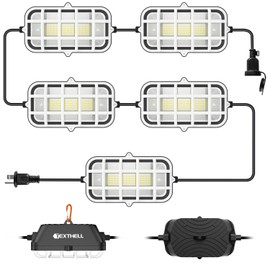 50FT LED Construction String Lights, 75W Super Bright 7500LM Plug in Linkable String Work Lights, 5000K Waterproof IP67 Temporary Lighting for Construction Sites, Jobsites, Indoor & Outdoo