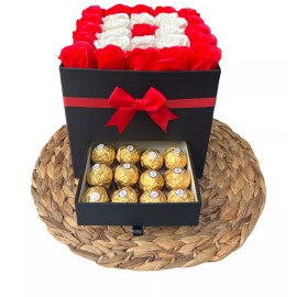 25 soap roses with chocolate