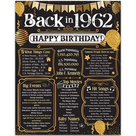 63rd Birthday Party Decorations for 63rd Birthday (Sixty-three) - Remembering The Year 1962 - Party Supplies - Gifts for Men and Women Turning 63 - Back In 1962 Birthday Card 11x14 Unframed Print