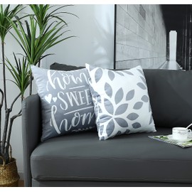 Homefeelzydys Cushion Covers,Cushion Covers 40 x 40 set of 4 Grey Square Throw Pillow Case Cushion Covers 16x16 4Pack For Outdoor Patio Garden Blench Living Room Sofa Farmhouse Decor