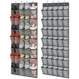 Windyun 2 Pcs 70 Large over The Door Shoe Organizer Hanging Shoe Rack for Closet Holder Gray Mesh Pockets Back to School Behind Door Hanger Storage Nonslip for Home Room School Dorm, Each 35 Pockets