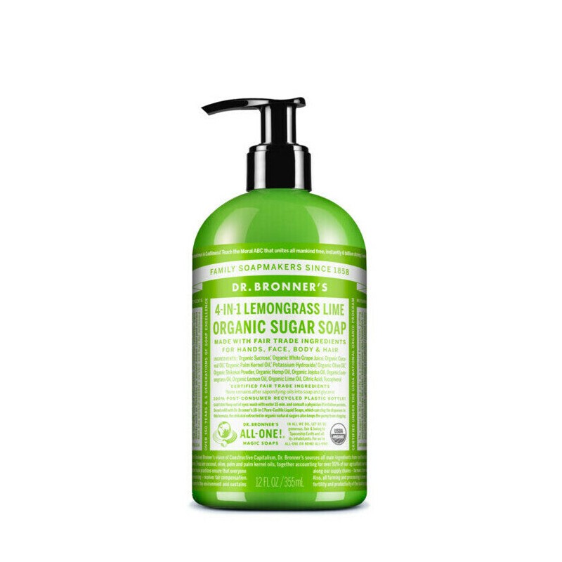Dr Bronner's 4-In-1 Organic Sugar Soap - Lemongrass Lime, 710ml