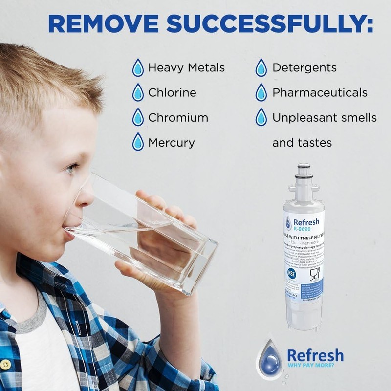 Refresh NSF-53 Premium Refrigerator Water Filter, Compatible with Kenmore 46-9690,