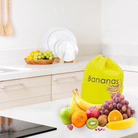 Fascetta Banana Bags for Fridge Keeps Fresher Longer with Drawstring Design Yellow Banana Storage Bag Shockproof and Portable Food Storage Container for Vegetables Fruits Kitchen Picnic Shopping Bags