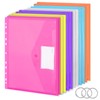 12 Pack A4 Punched Pockets, Colorful Plastic Wallets with 3
